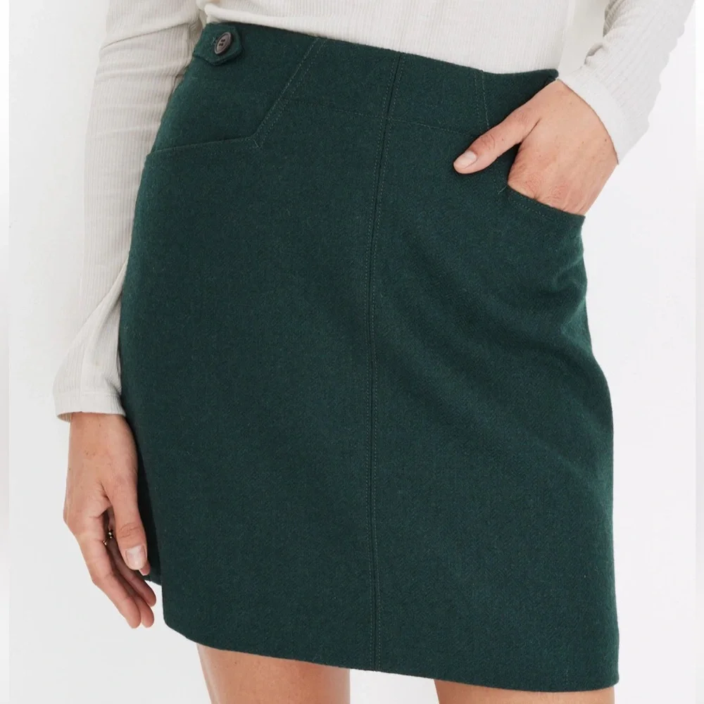 Madewell Assembly A-Line Skirt Size 4 Wool Blend Dark Green Lined Fall Winter - Picture 1 of 16